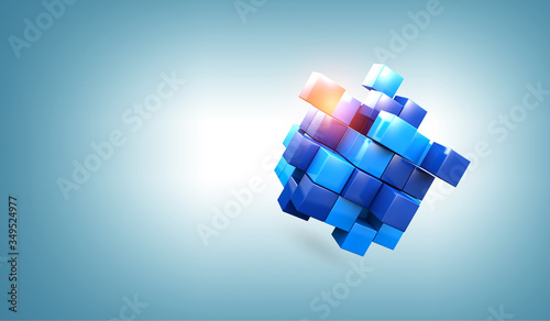 Fotografie Glowing cubes. Innovation and creativity concept