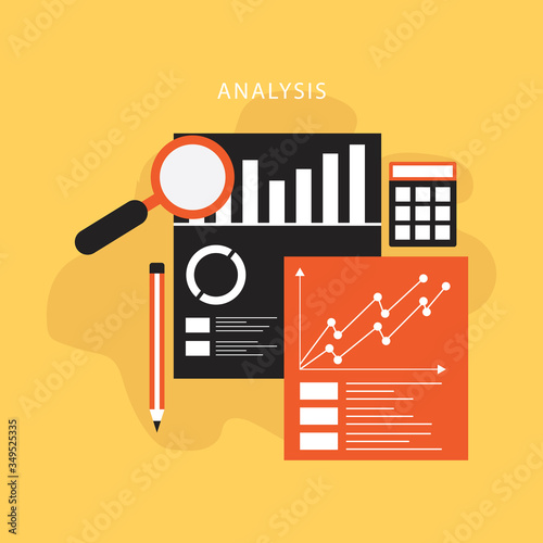 Vector illustration of data analysis and financial research with "data analysis" financial data concept