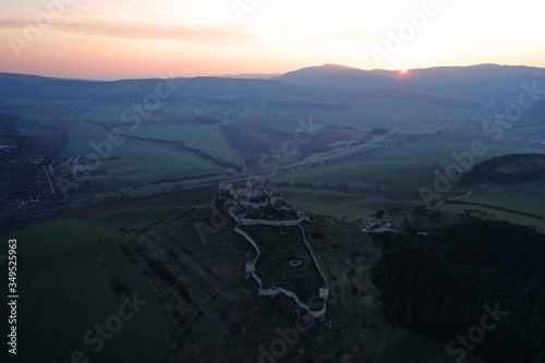 Aerial view of Spissky Castle in Slovakia - Sunrise