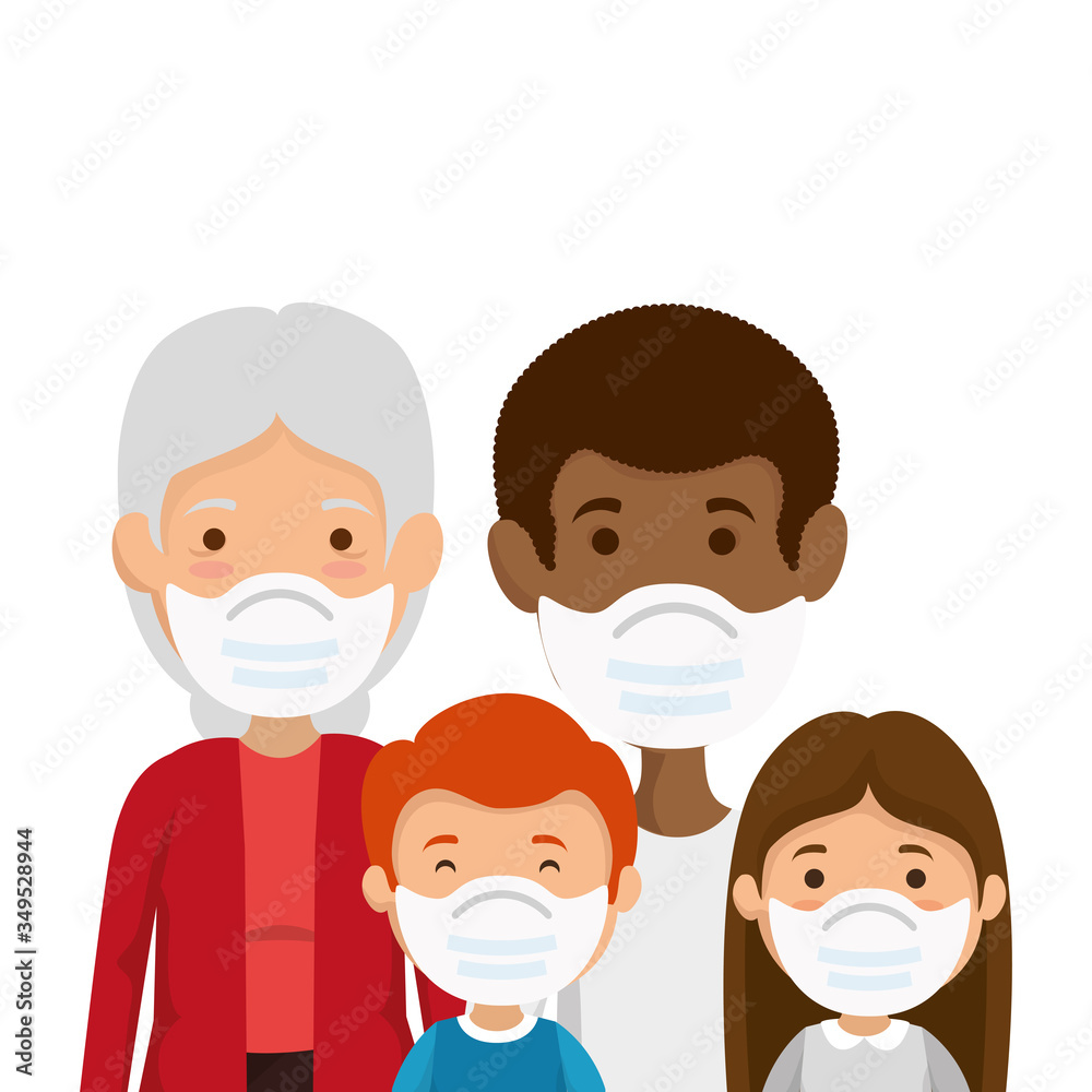 cute family members using face mask vector illustration design cute family members using face mask vector illustration design