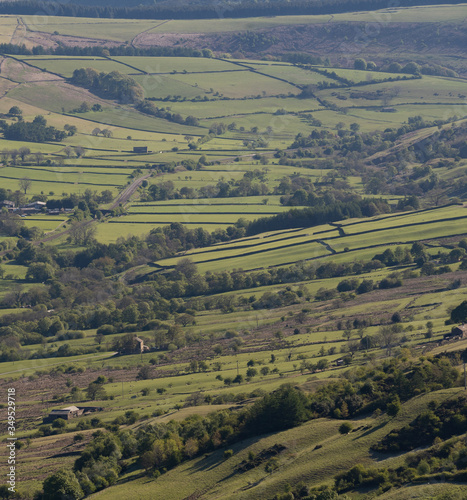 Peak District UK aerial view of patchwork countryside