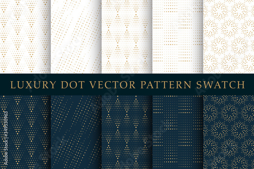 Golden luxury dot vector pattern swatch set