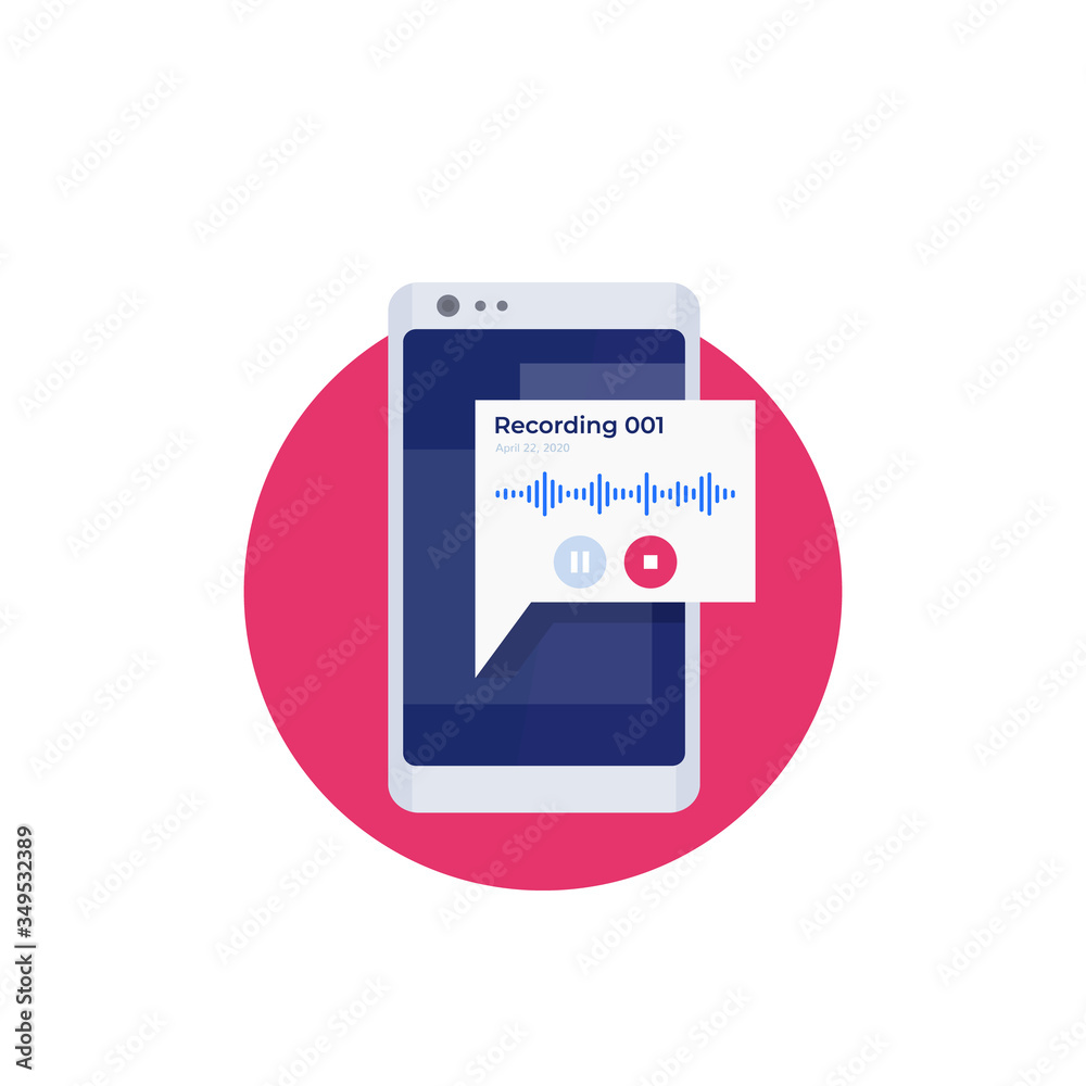 Audio recording in phone vector icon Audio recording in phone vector icon