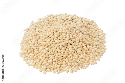 white quinoa seeds isolated on white background with clipping path and full depth of field.