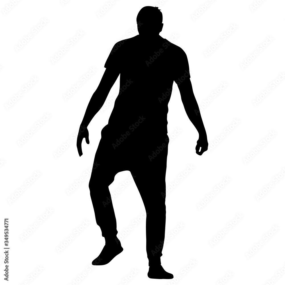 Silhouette of a walking man on a white background