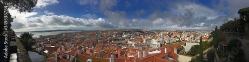 view of Lisbon from Castelo de S. Jorge - November 2019 - blue sky, sun and clouds