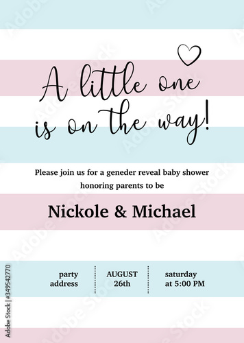 A little one is on the way!  Gender reveal party invitation card vector design