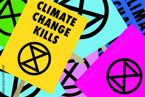 Extinction rebellion climate change placards
