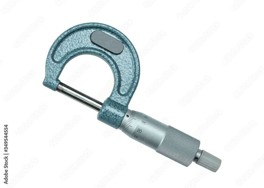 Micrometer size 0 to 25 mm topview angle on white background Micrometer size 0 to 25 mm topview angle on white background