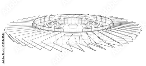 Turbine wheel concept outline. Vector