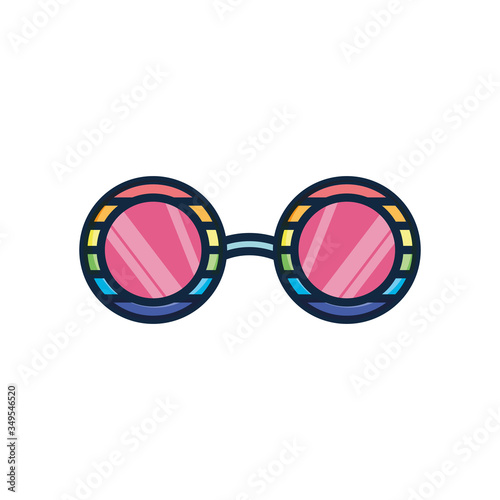 round sunglasses icon, line color style