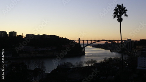 Views of Oporto with a bridge, soft sunset