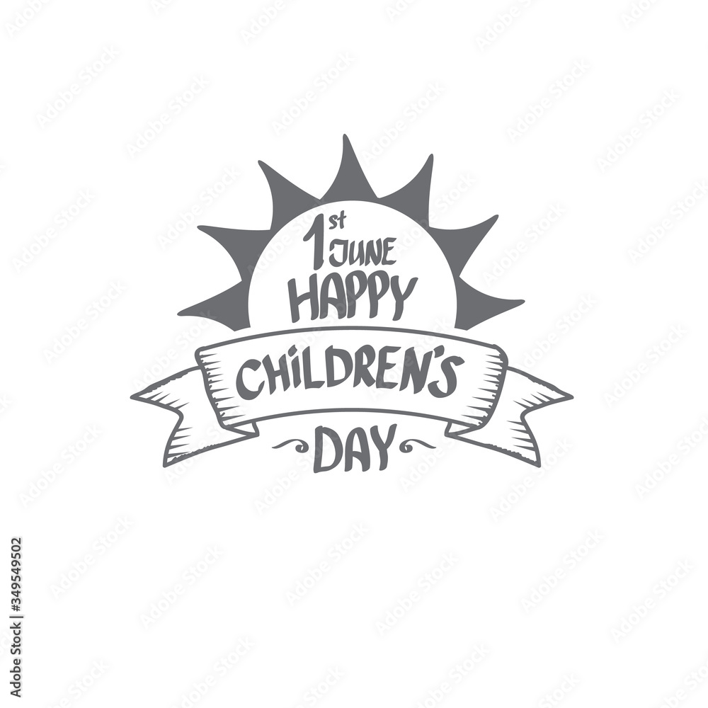 1 june international childrens day icon or label isolated on white background. happy Children day greeting card. kids day poster. Children day banner