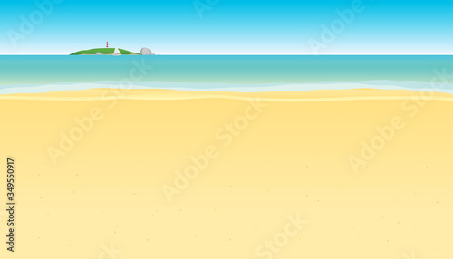 Scenery of seaside and summer beach landscape. Vector seascape background