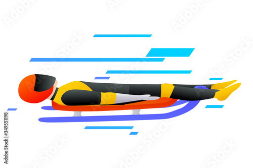 Vector illustration of luge riders. Winter sports concept