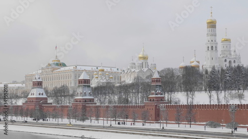 MOSCOW - JANUARY 25: Moscow Kremlin with a church in winter on January 25, 2019 in Moscow, Russia