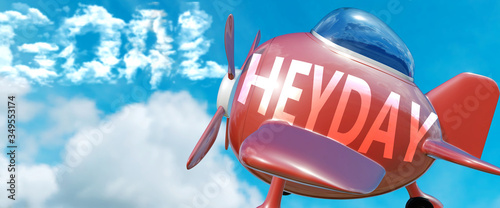 Tableau sur toile Heyday helps achieve a goal - pictured as word Heyday in clouds, to symbolize th