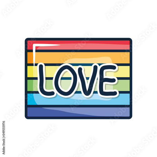 pride flag with love lettering design, line color style