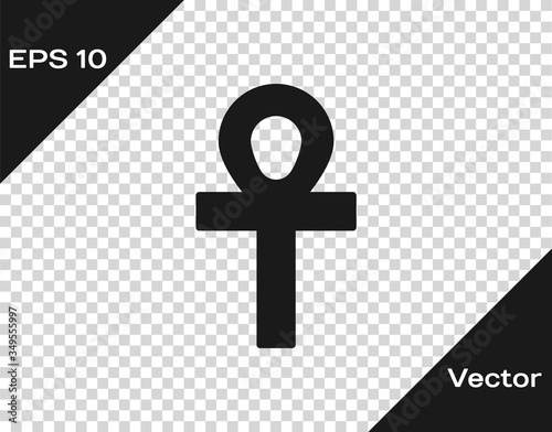 Black Cross ankh icon isolated on transparent background. Vector