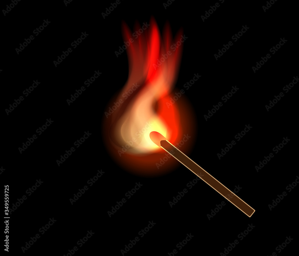 one match burn on dark background
