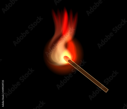 one match burn on dark background