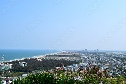 Ocean and city view from marble mountain in Vietnam. © Takayan