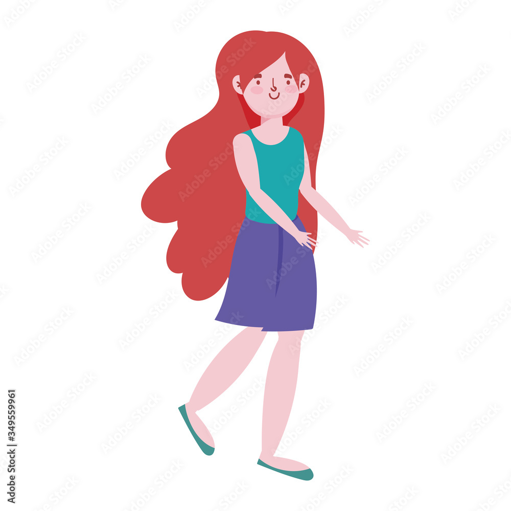 cute young woman standing cartoon character isolated icon design cute young woman standing cartoon character isolated icon design