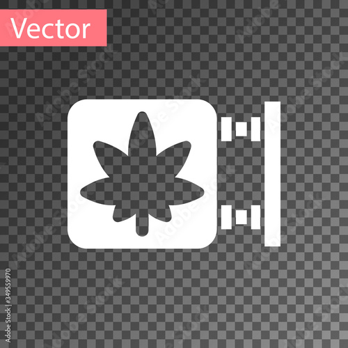 White Marijuana and cannabis store icon isolated on transparent background. Equipment and accessories for smoking, storing medical cannabis. Vector