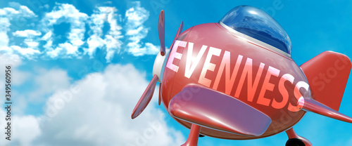 Canvastavla Evenness helps achieve a goal - pictured as word Evenness in clouds, to symboliz