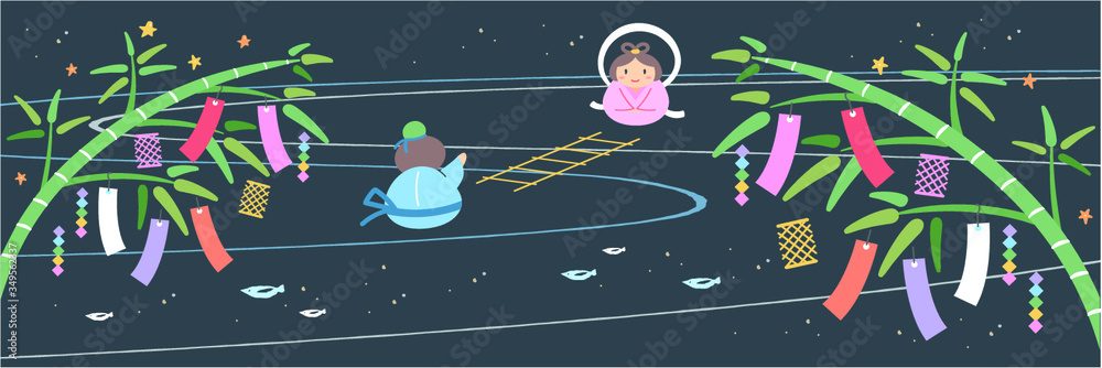7月の壁紙 七夕のイラスト Twitterヘッダサイズ 黒 Vektornyj Obekt Stock Adobe Stock