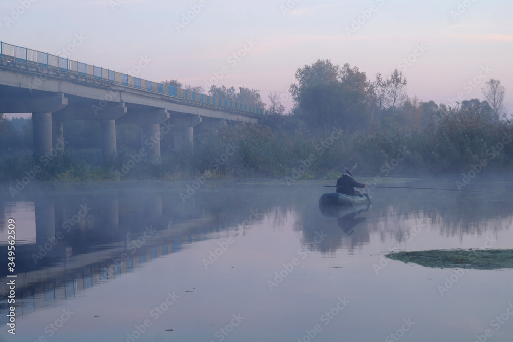 Landscape with river at early morning time