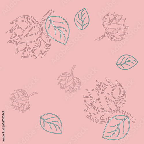 Lotus seamless pattern flower in vintage style. Vector vintage illustration. Soft and pastel color. Coral lotos lotus on color background.