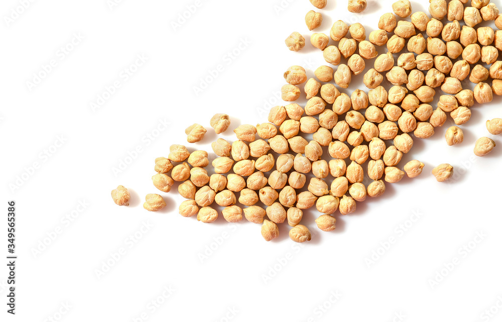 Pile of chickpeas isolated on white background. Top view. Pile of chickpeas isolated on white background. Top view.