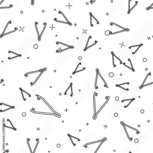 Black line Medical tweezers icon isolated seamless pattern on white background. Medicine and health. Anatomical tweezers. Vector