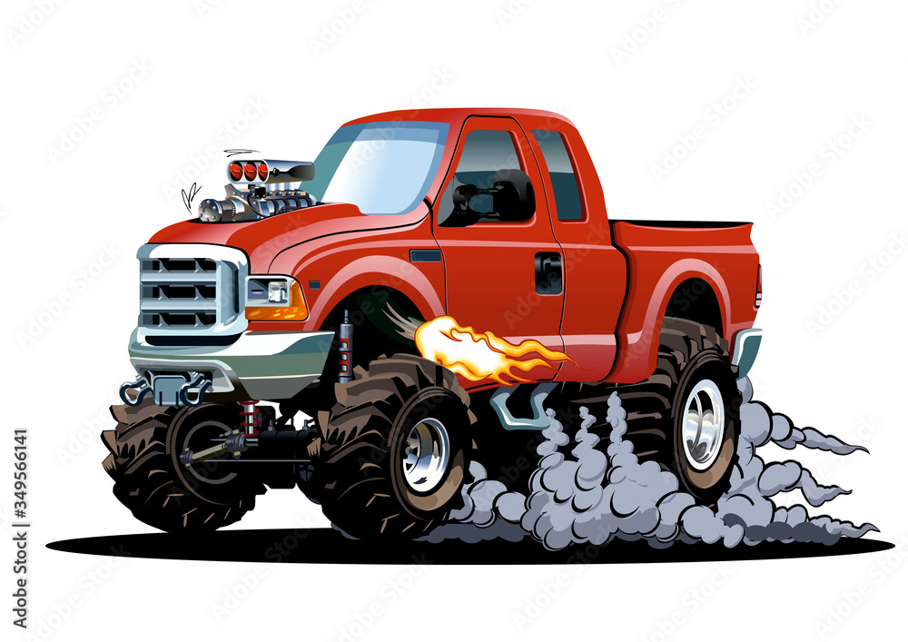 Vector Cartoon 4x4 pickup isolated on white background. Available EPS-10 separated by groups and layers with transparency effects for one-click repaint