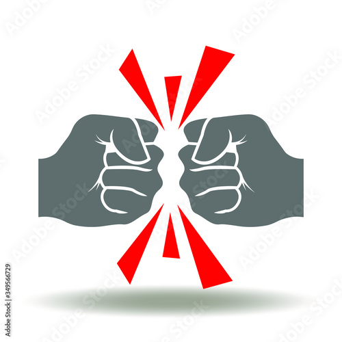 Fist bump sparks icon vector. Fight Logo. Confrontation war sign. Punch symbol.