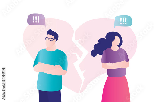 Couple in quarrel. Psychology mental problems concept. Depression and divorce. Relationship family conflict, stress.
