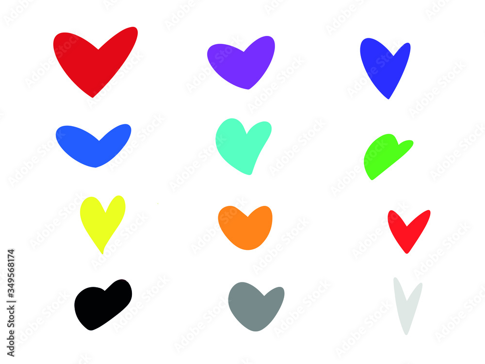 Set of colorful hearts