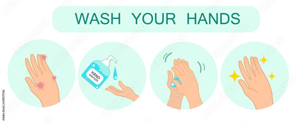 Wash hands with sanitizer prevent covid