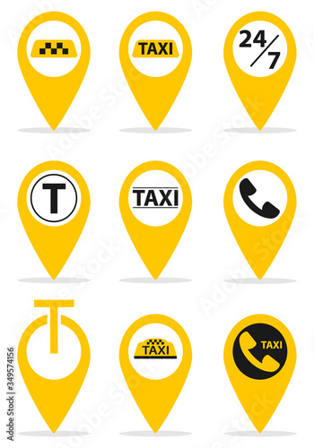 Free Download Taxi icon, taxi service logo. Taxi service. Vector, cartoon illustration. - GFXLoad