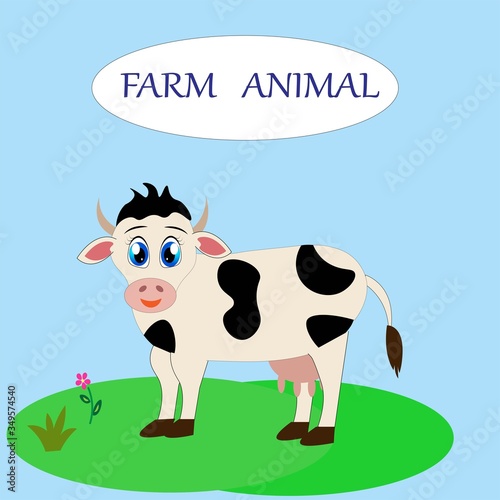 cute cartoon cow illustration vector