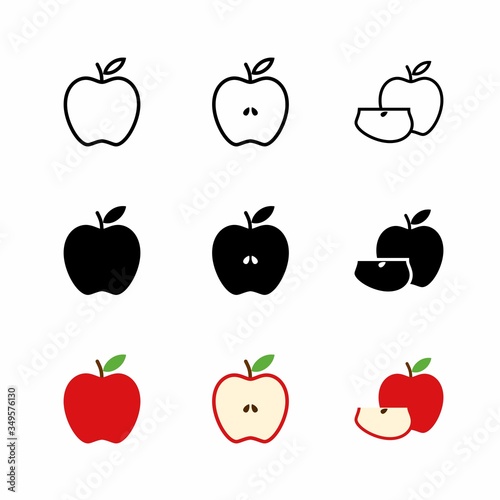 Red Apple Fruit Icon : Suitable for Fruits and Vegetables Theme, Infographics and Other Graphic Related Assets.