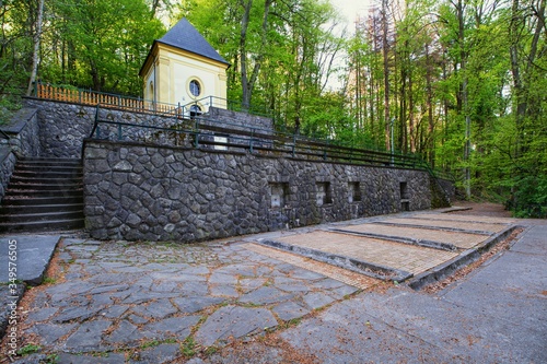  Hostyn. Spring of holy water, washing troughs and Water Chapel. M.oravia. Czechia. Europe.