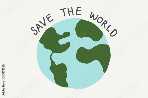 Fototapeta Naklejka Na Ścianę i Meble -  Save the world text with earth illustration background logo