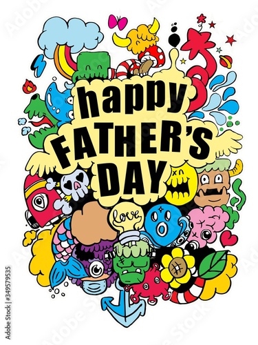 happy father  s day doodle handdrawn 