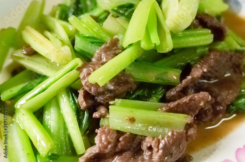 fried beef with bok choy