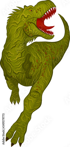 green dinosaur Tyrannosaurus angry reptile