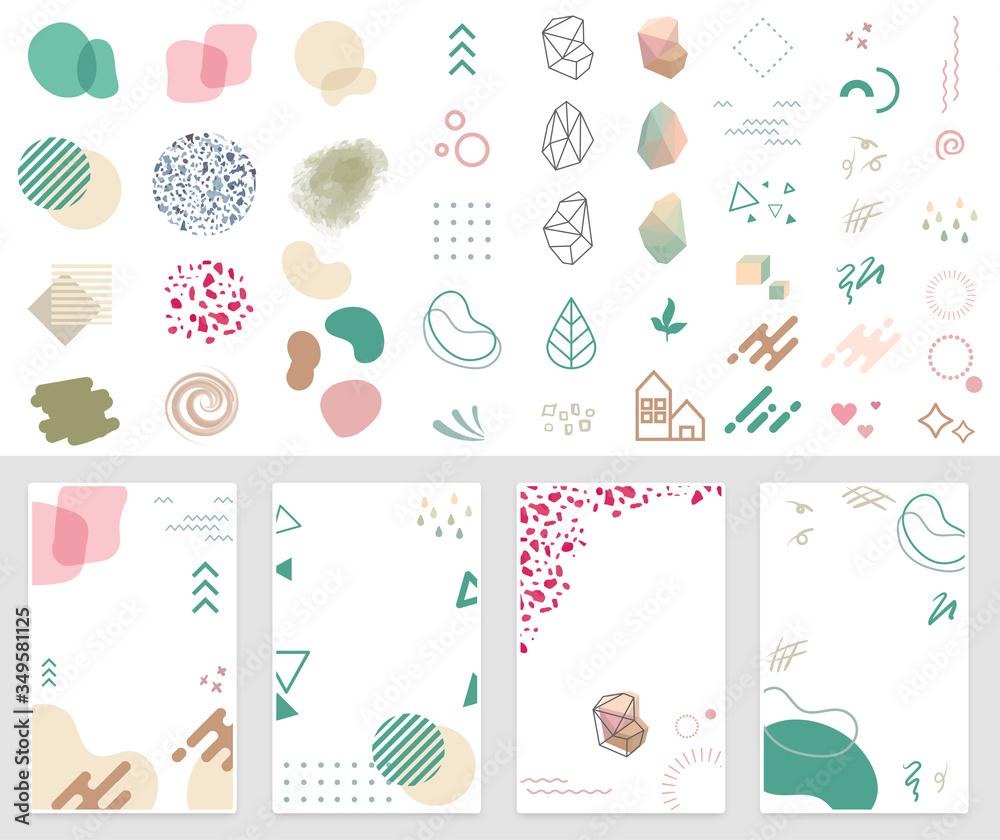 Art set of modern decor prints set abstract - Parts of background set Art set of modern decor prints set abstract - Parts of background set
