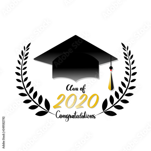 Graduation Template Class of 2020 logo.2020 Gold color.Isolated on white background ,Vector illustration EPS 10