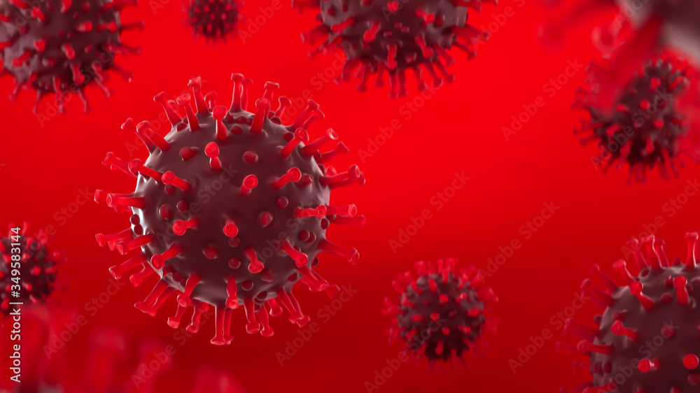 Fototapeta Virus Illustration on red background